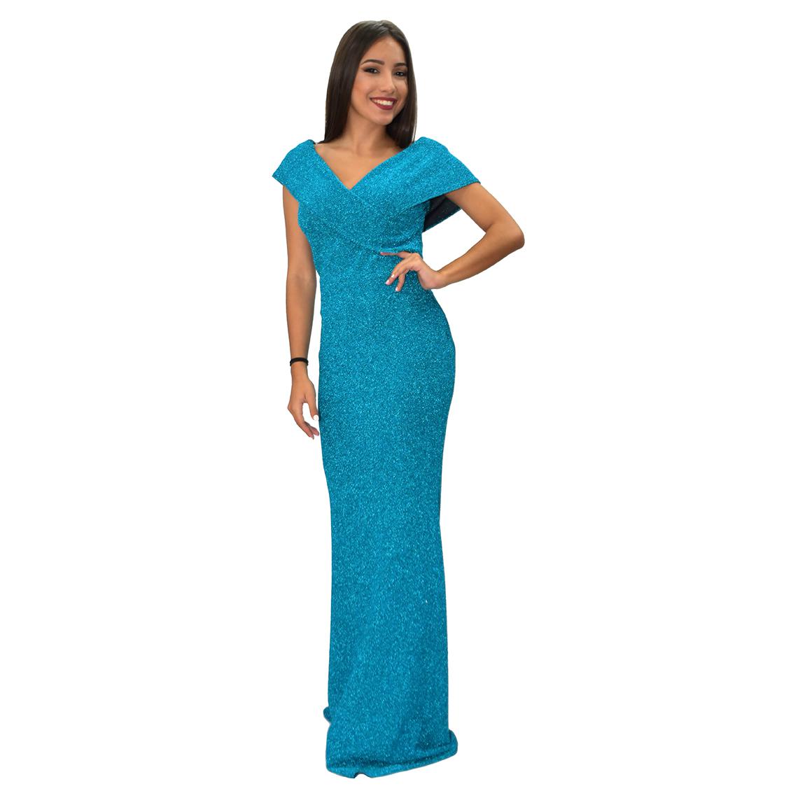 Vestido largo azul turquesa poliéster elastano - Tienda Atrevida | Vestidos  de Fiesta y Celebraciones Las Palmas, Vestidos largos, Tallas Grandes